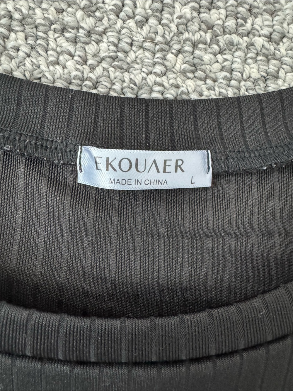 Black Ribbed Two-Piece Lounge Set - Picture 3 of 5